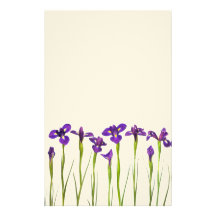 Purple Irises - Iris Flower Customized Template Stationery Paper