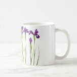 Purple irises isolated on a white background coffee mug