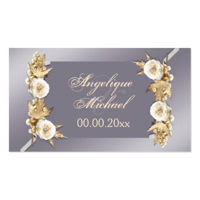 Purple ivory cream wedding engagement business cards