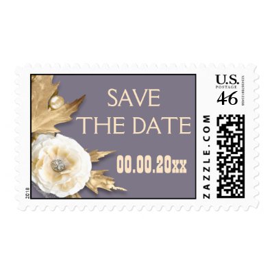Purple ivory cream wedding engagement stamps
