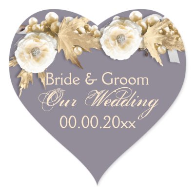 Purple ivory cream wedding engagement sticker