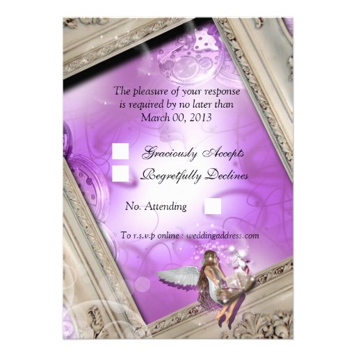 Purple ivory fairy tale wedding invite