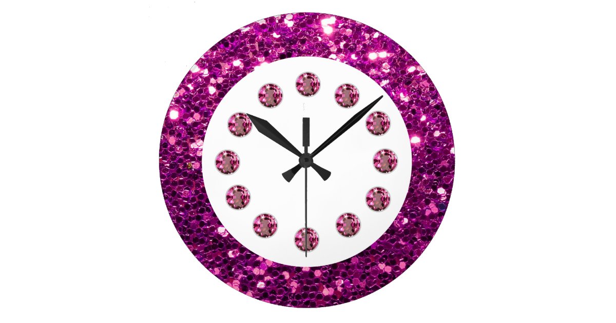 Purple Jewel Bling Wall Clock Zazzle