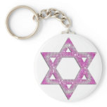 Purple Jeweled Star of David Design keychains