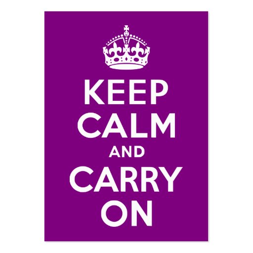 Purple Keep Calm and Carry On Business Cards