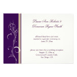 Purple Khaki Ivory Floral Swirl Post Wedding Custom Invitation