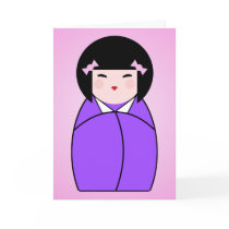 Purple Kokeshi Doll Birthday Card by megakawaii Purple Kokeshi Doll Birthday Card