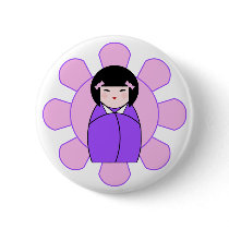 Purple Kokeshi Doll buttons