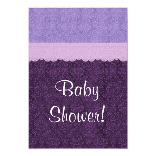 Purple Lace Little Princess Girl Baby Shower S210 Invites