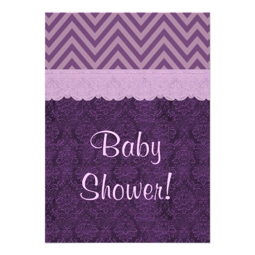 Purple Lace Little Princess Girl Baby Shower S21C Invites