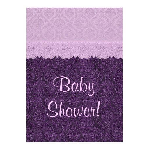 Purple Lace Little Princess Girl Baby Shower S21G Personalized Announcement