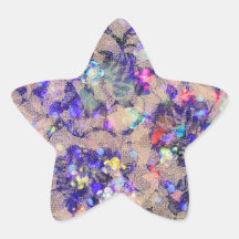 Purple Lace Roses Star Sticker