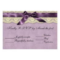 Purple Lace Vintage Wedding Invitation RSVP