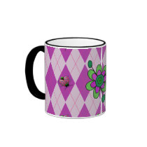 Purple Ladybug Argyle Mug by Hafapea Purple Ladybug Argyle Mug