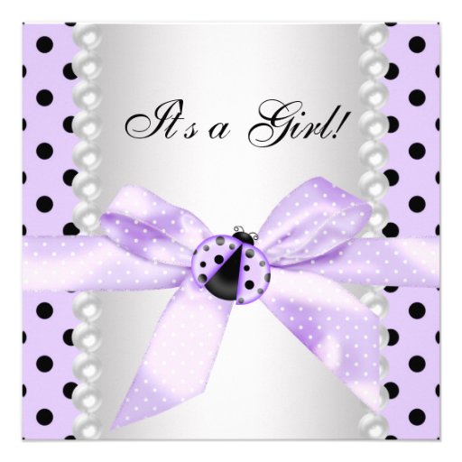 Purple Ladybug Baby Shower Personalized Invitations (front side)