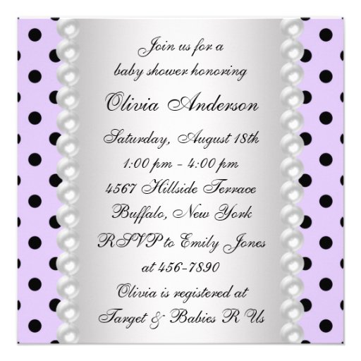 Purple Ladybug Baby Shower Personalized Invitations