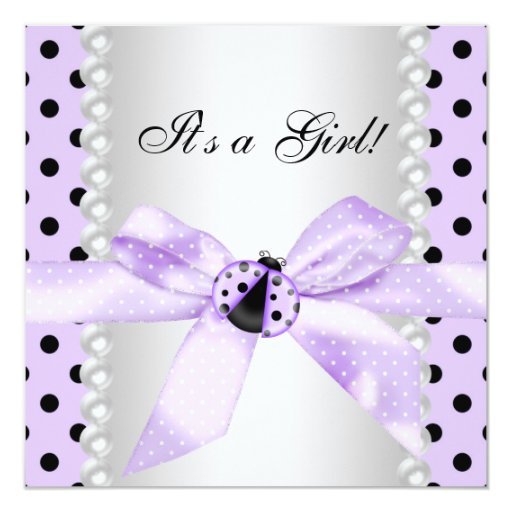 Purple Ladybug Baby Shower Personalized Invitations