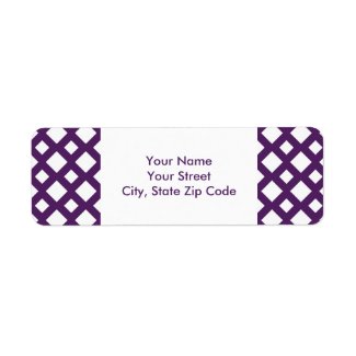 Purple Lattice on White return address label