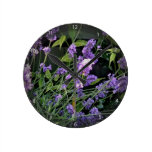 Purple Lavender flowers shining in sun Round Wallclock