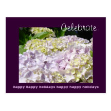 Purple Lavender postcard Celebrate Happy Holidays