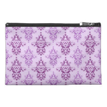 Purple Lavender Two Toned Damask Travel Accessories Bag