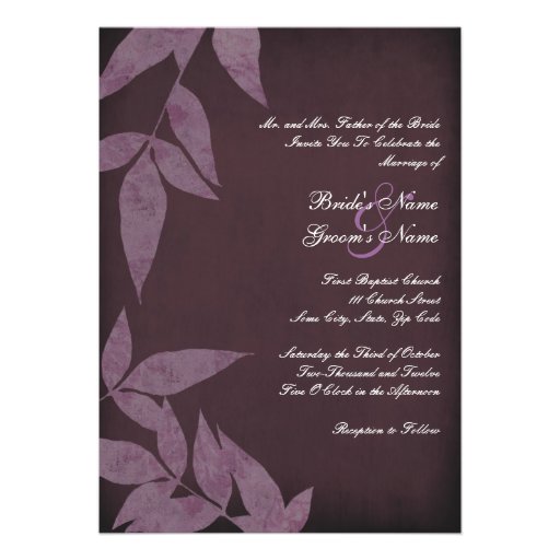 Purple Leaves Vintage Wedding Invitations