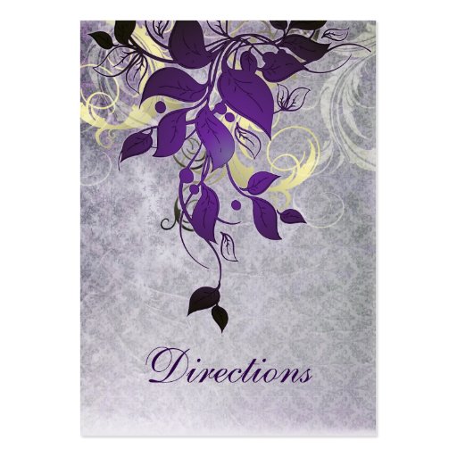 purple leaves winter wedding directions cards business card (front side)