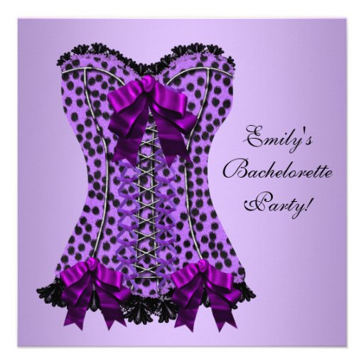 Purple Leopard Corset Purple Bachelorette Party Personalized Announcement