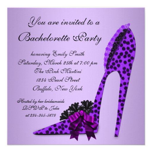 Purple Leopard Corset Purple Bachelorette Party Personalized Announcement