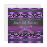 Purple Leopard Girls 13th Birthday Party Custom Invites