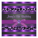 Purple Leopard Girls 13th Birthday Party Custom Invites