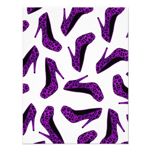 Purple Leopard High Heels Print Party Invitation