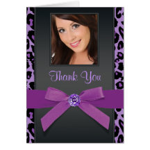 Purple Leopard Photo Thank You Cards
