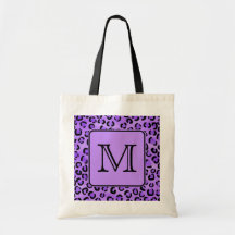 Purple Leopard Print Custom Monogram. Bag