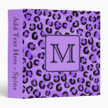 Purple Leopard Print Custom Monogram. Binders