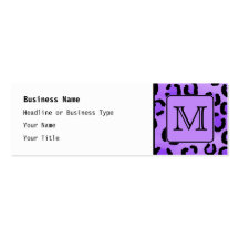 Purple Leopard Print Custom Monogram. Business Cards