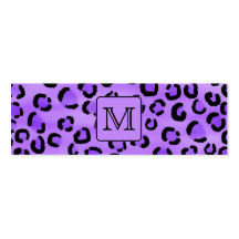 Purple Leopard Print Custom Monogram. Business Card Templates