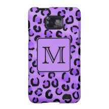 Purple Leopard Print Custom Monogram. Samsung Galaxy S2 Covers