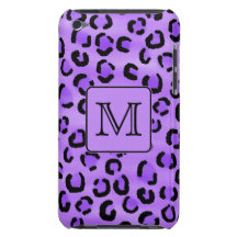 Purple Leopard Print Custom Monogram. iPod Touch Covers