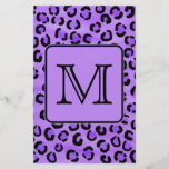 Purple Leopard Print Custom Monogram. Personalized Flyer