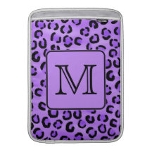 Purple Leopard Print Custom Monogram. MacBook Sleeve
