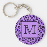 Purple Leopard Print Custom Monogram. Keychains