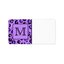 Purple Leopard Print Custom Monogram. Personalized Address Labels