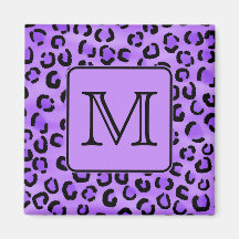 Purple Leopard Print Custom Monogram. Magnet