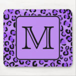 Purple Leopard Print Custom Monogram. Mouse Pads