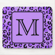 Purple Leopard Print Custom Monogram. Mouse Pads