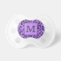 Purple Leopard Print Custom Monogram. Pacifiers