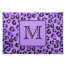 Purple Leopard Print Custom Monogram. Placemat