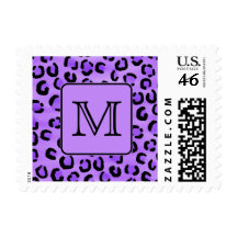 Purple Leopard Print Custom Monogram. Postage