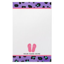 Purple Leopard Print & Pink Flip Flops Stationery